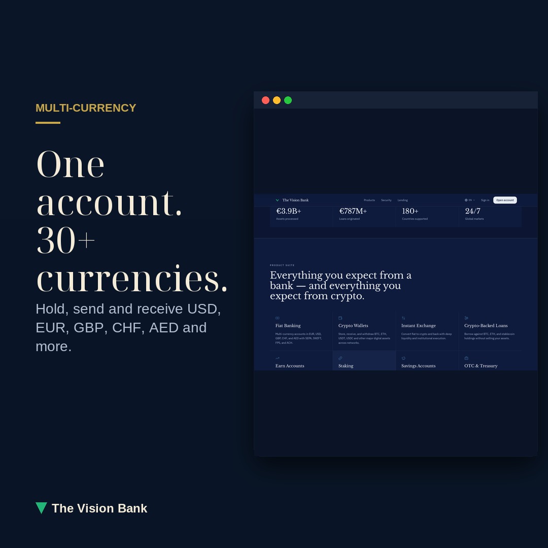 Multi-currency — One account. 30+ currencies.