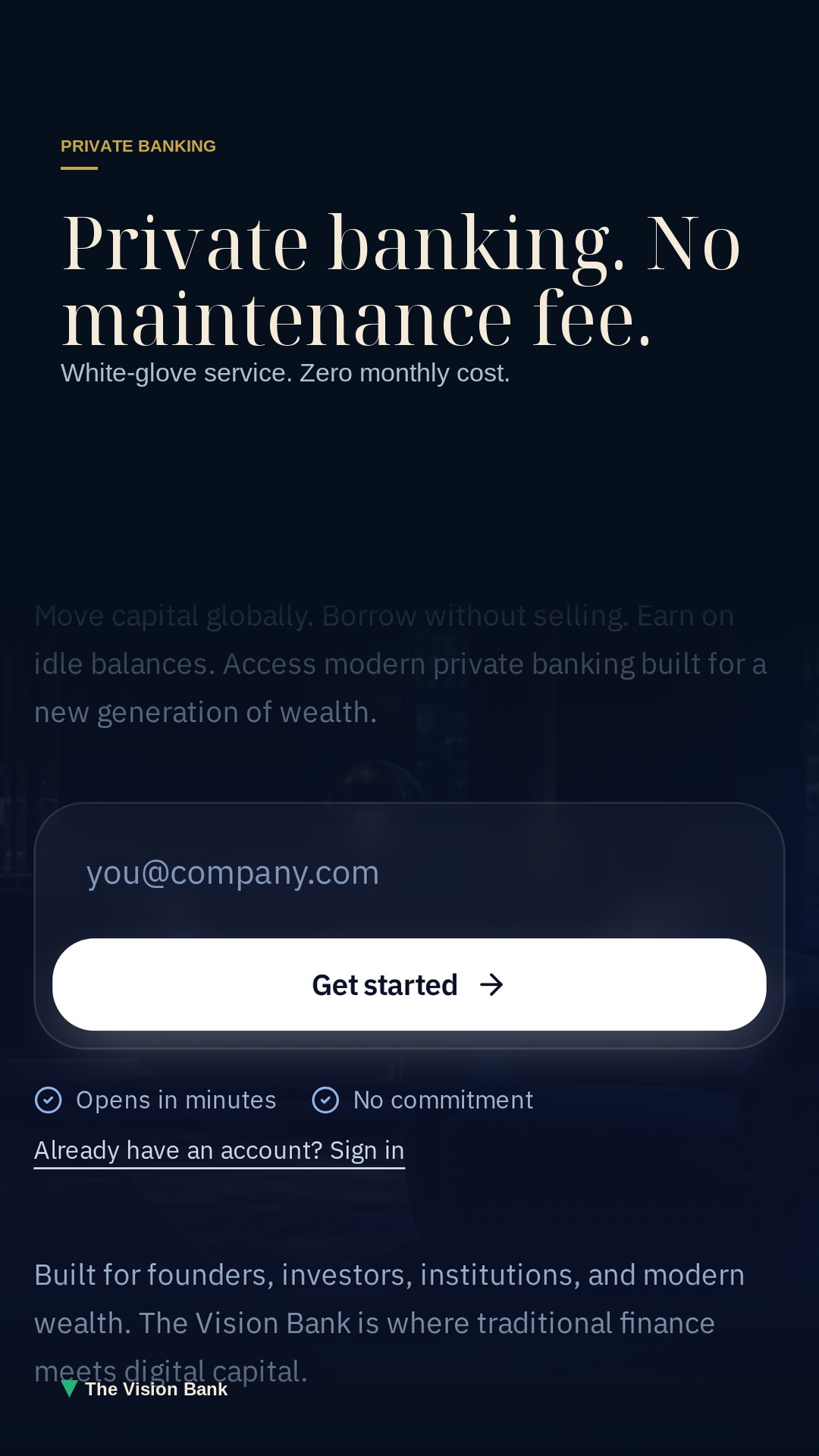 Private Banking — Private banking. No maintenance fee.